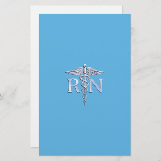 Geregistreerde zuster RN zilver als Caduceus Baby  Briefpapier (Voorkant / Achterkant)