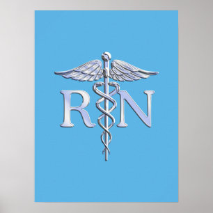 Geregistreerde zuster RN zilver als Caduceus Baby  Poster