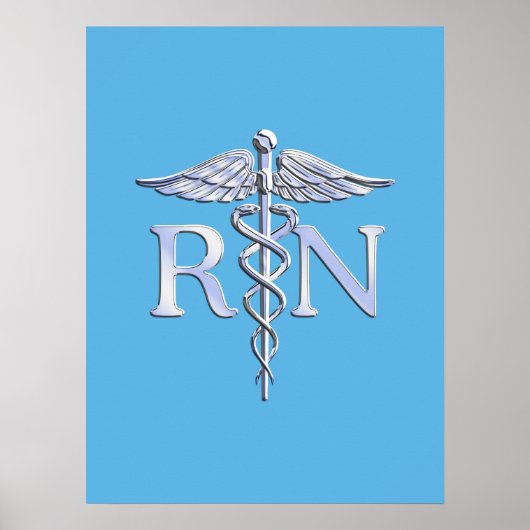 Geregistreerde zuster RN zilver als Caduceus Baby  Poster (Voorkant)