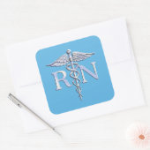 Geregistreerde zuster RN zilver als Caduceus Baby  Vierkante Sticker (Envelop)