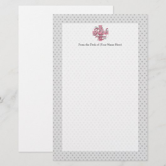 Geregistreerde zuster, roze kruisriemen briefpapier (Voorkant / Achterkant)