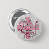 Geregistreerde zuster, roze kruisriemen ronde button 5,7 cm (Voorkant /achterkant)