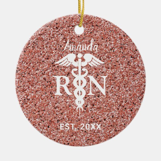 Geregistreerde Zuurroze Rose Gold Glitter Geperson Keramisch Ornament (Voorkant)