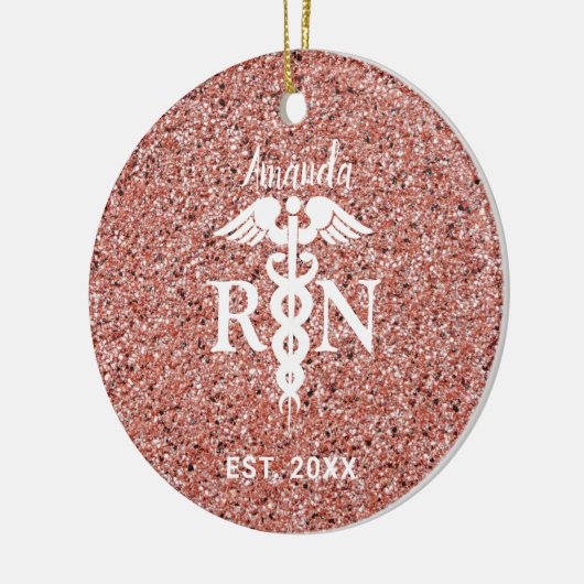 Geregistreerde Zuurroze Rose Gold Glitter Geperson Keramisch Ornament (Links)