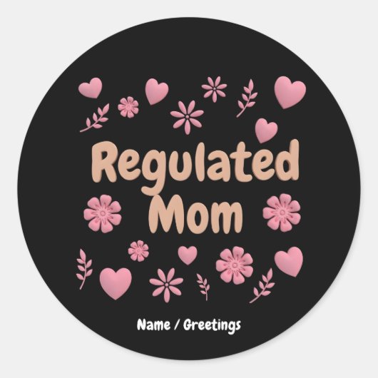 Gereguleerde Moeder 3D Roze Bloemhart Esthetisch Ronde Sticker (Voorkant)