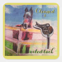 gereinigd & geoliede tack vierkante sticker