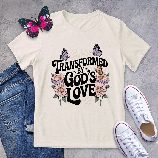 Gerelateerd aan God's Love Butterfly Retro Floral Tri-Blend Shirt