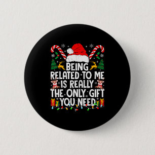 Gerelateerd Aan Mij Grappig Kerstmis Familie Xmas Ronde Button 5,7 Cm