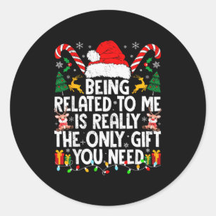Gerelateerd aan mij, leuke kerst familie Xmas Pyja Ronde Sticker