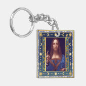 Geremasterde Salvator Mundi van Leonardo da Vinci Sleutelhanger (Voorkant Links)