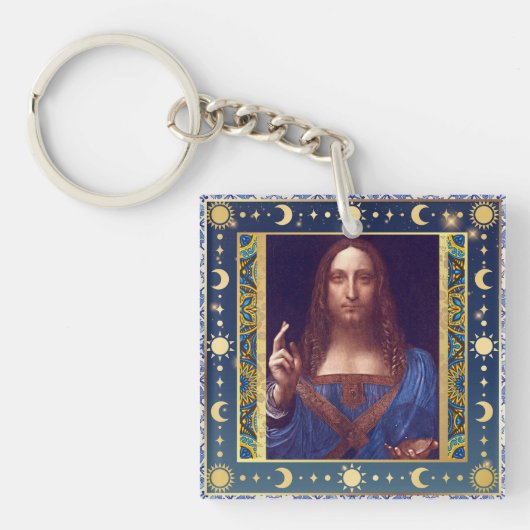 Geremasterde Salvator Mundi van Leonardo da Vinci Sleutelhanger (Voorkant)