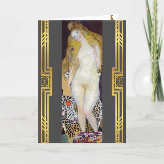 Gerenoveerd schilderij van Klimt met Adam en Eva Kaart (Voorkant)