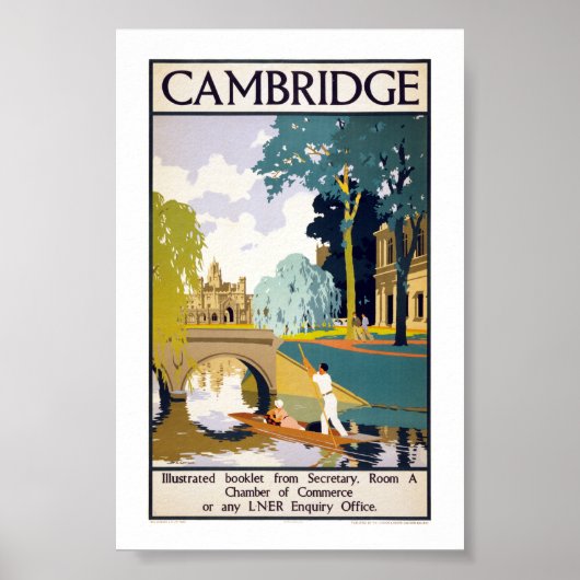 Gerenoveerde Cambridge Vintage Reisposter Poster (Voorkant)