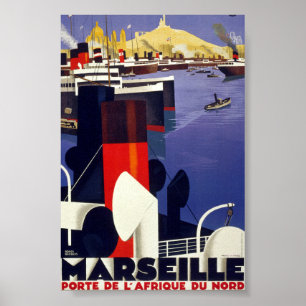 Gerenoveerde Marseille-reisposter uit het verleden Poster