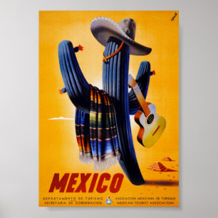 Gerenoveerde Mexicaanse vintage-reisposter Poster