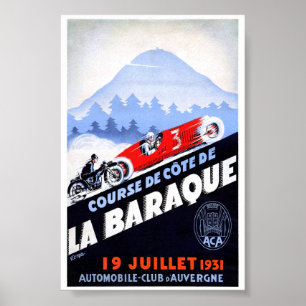 Gerenoveerde vintage raceposter uit Frankrijk Poster