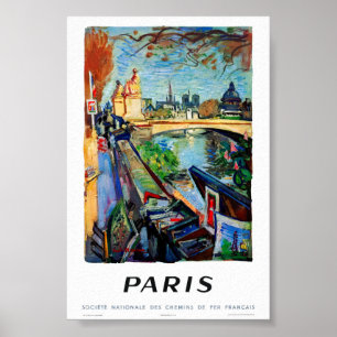 Gerenoveerde vintage reisposter Parijs Frankrijk Poster