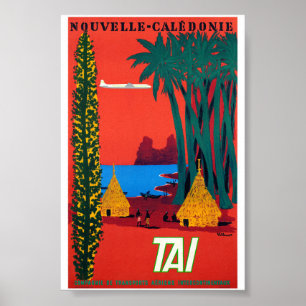 Gerenoveerde vintage reisposter uit Nieuw-Caledoni Poster