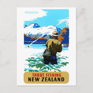 Gerenoveerde vintage reisposter uit Nieuw-Zeeland Briefkaart