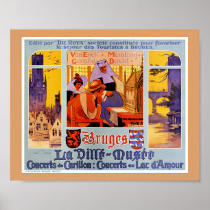 Gerenoveerde vintage-reisposter van Brugge Poster
