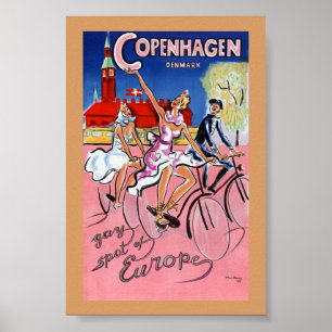 Gerenoveerde vintage reisposter van Kopenhagen Poster