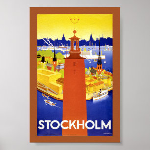 Gerenoveerde vintage reisposter van Stockholm Poster