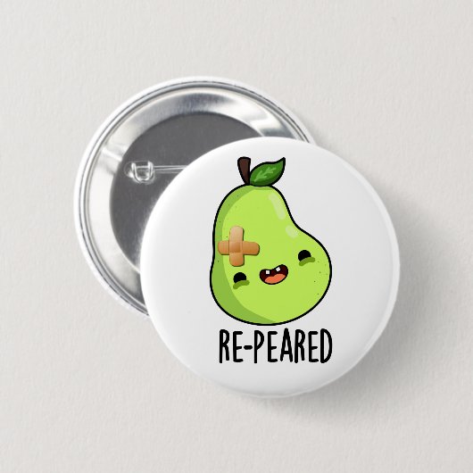 Gerepeared Grappig Fruit Peer Pun Ronde Button 5,7 Cm (Voorkant /achterkant)