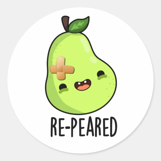 Gerepeared Grappig Fruit Peer Pun Ronde Sticker (Voorkant)