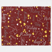 Gerepliceerde namen initialen en gouden harten don fleece deken (Voorkant (Horizontaal))