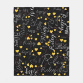 Gerepliceerde namen initialen en gouden harten zwa fleece deken (Voorkant)