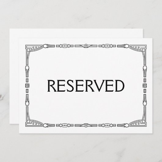 "Gereserveerd" Art Deco stijl trouwkaart Kaart (Voorkant / Achterkant)