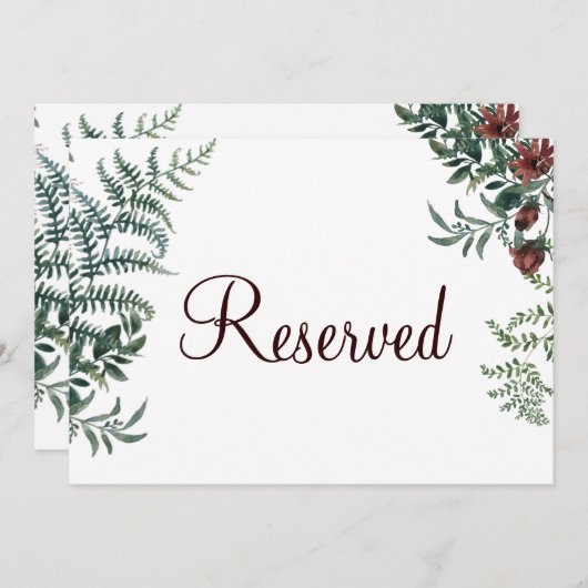 Gereserveerd bord kaart (Voorkant / Achterkant)