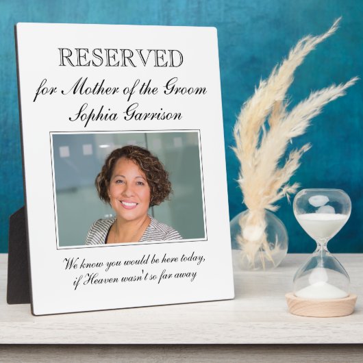 Gereserveerd bord voor herinnering aan moeder van fotoplaat (Zijkant)