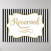 Gereserveerd bord zwart gouden streep poster (Voorkant)