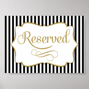Gereserveerd bord zwart gouden streep poster