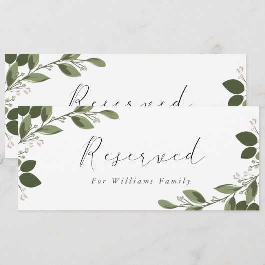 Gereserveerd bordje met bloesemtakjes kaart (Voorkant / Achterkant)