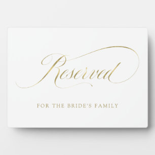 Gereserveerd   Faux Gold  Script Weddenschap Fotoplaat