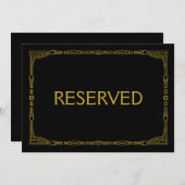 "Gereserveerd" Gouden Art Deco Stijl Trouwbord Kaart (Voorkant / Achterkant)