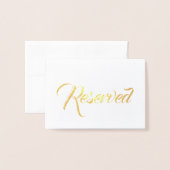 Gereserveerd gouden script elegant Wedding Table p Folie Kaarten (Voorkant met envelop)