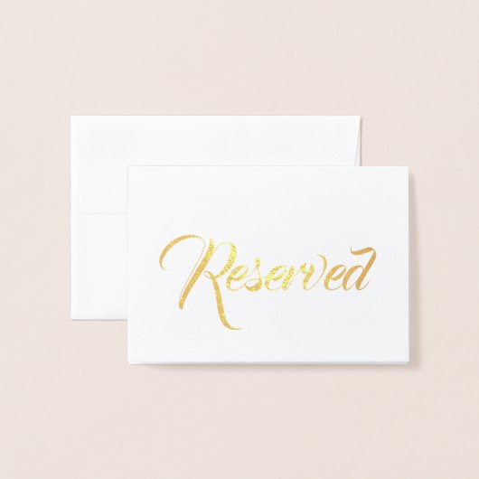 Gereserveerd gouden script elegant Wedding Table p Folie Kaarten (Voorkant met envelop)