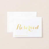 Gereserveerd gouden script elegant Wedding Table p Folie Kaarten (Met envelop)