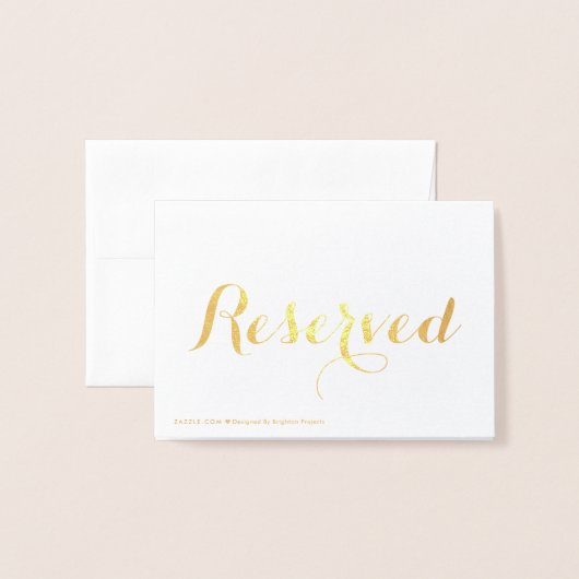 Gereserveerd gouden script elegant Wedding Table p Folie Kaarten (Met envelop)