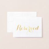 Gereserveerd gouden script elegant Wedding Table p Folie Kaarten (Voorkant met envelop)