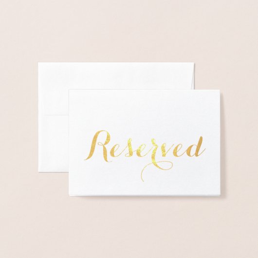 Gereserveerd gouden script elegant Wedding Table p Folie Kaarten (Voorkant met envelop)