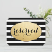 Gereserveerd Huwelijksbord met Zwarte Strepen en N Kaart (Staand voorkant)