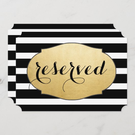 Gereserveerd Huwelijksbord met Zwarte Strepen en N Kaart (Voorkant / Achterkant)