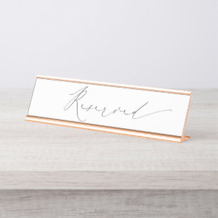 Gereserveerd Huwelijksreceptie Roze Gouden Metalen Bureau Naambordje
