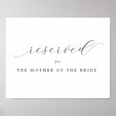 gereserveerd | Moeder van de bruid Trouwbord Poster (Voorkant)
