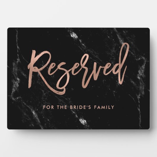 Gereserveerd | Roos Gold Script Black Marble Weddi Fotoplaat (voorkant)