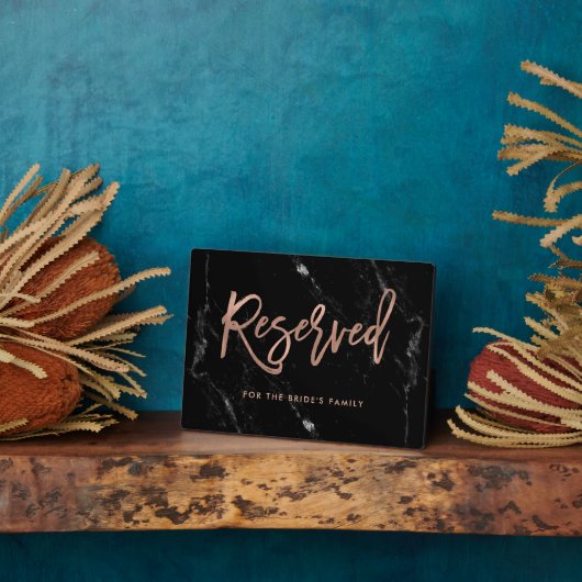 Gereserveerd | Roos Gold Script Black Marble Weddi Fotoplaat (Zijkant)